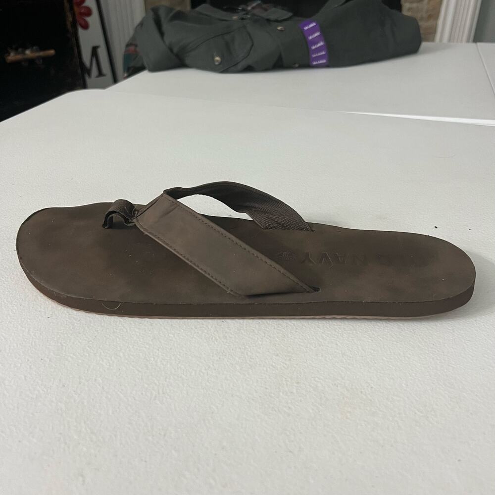 OLD NAVY Men’s Faux Leather Brown Flip Flops Sandals Sz 13-14